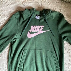 Nike Green Hoodie with Pink Logo